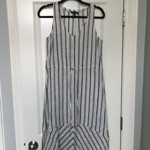 Hi/Lo Striped Linen MIDI Dress